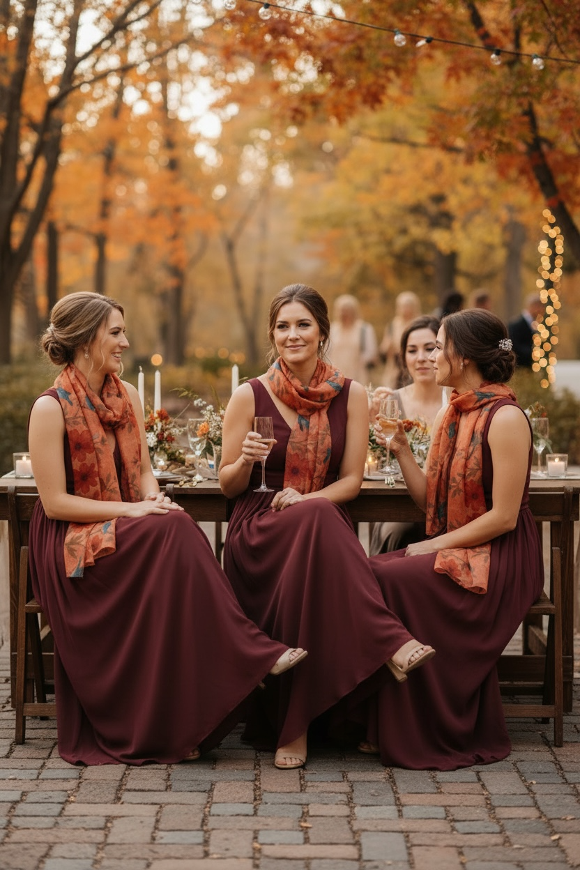 Songbird Bloom Terracotta Silk Long Scarf