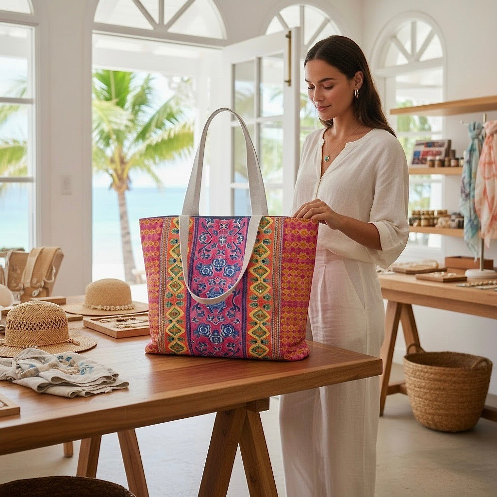 Coral Caravan Canvas Tote Bag