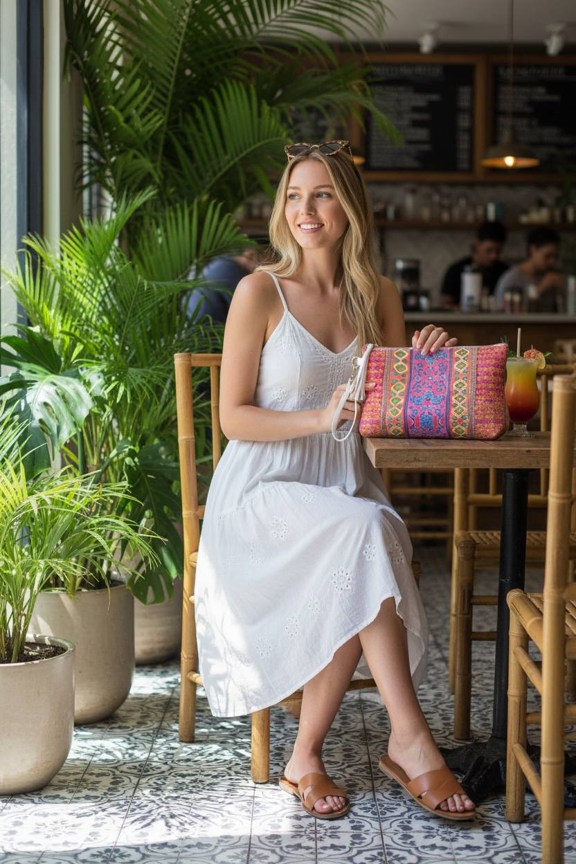 Coral Caravan Vegan Leather Clutch Wristlet