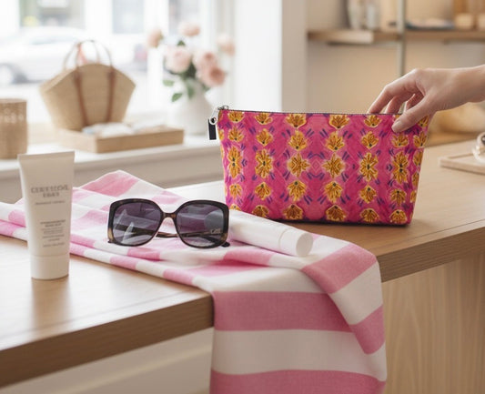 Pink Botanique Makeup Bag