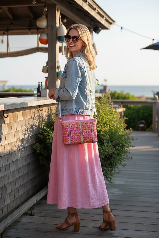 Pink Botanique Vegan Leather Crossbody Bag