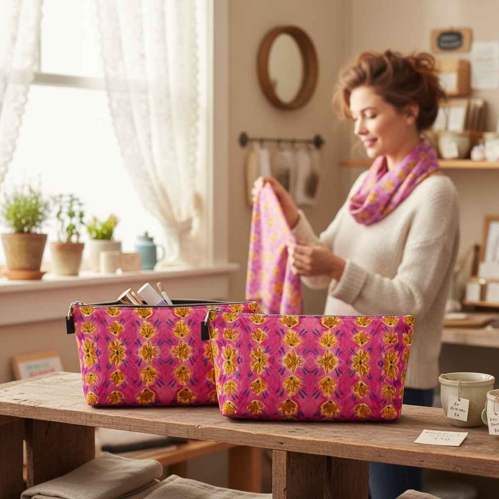 Pink Botanique Makeup Bag