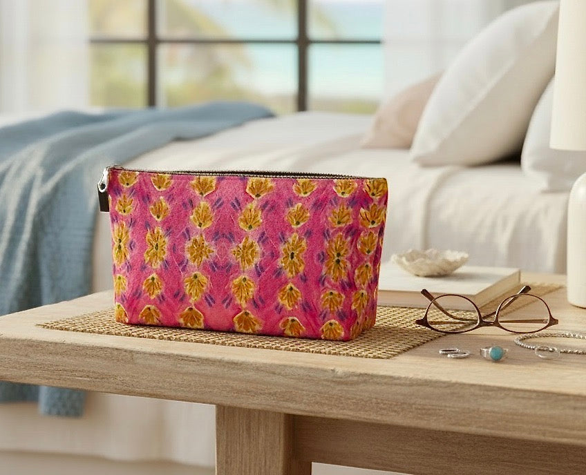 Pink Botanique Makeup Bag