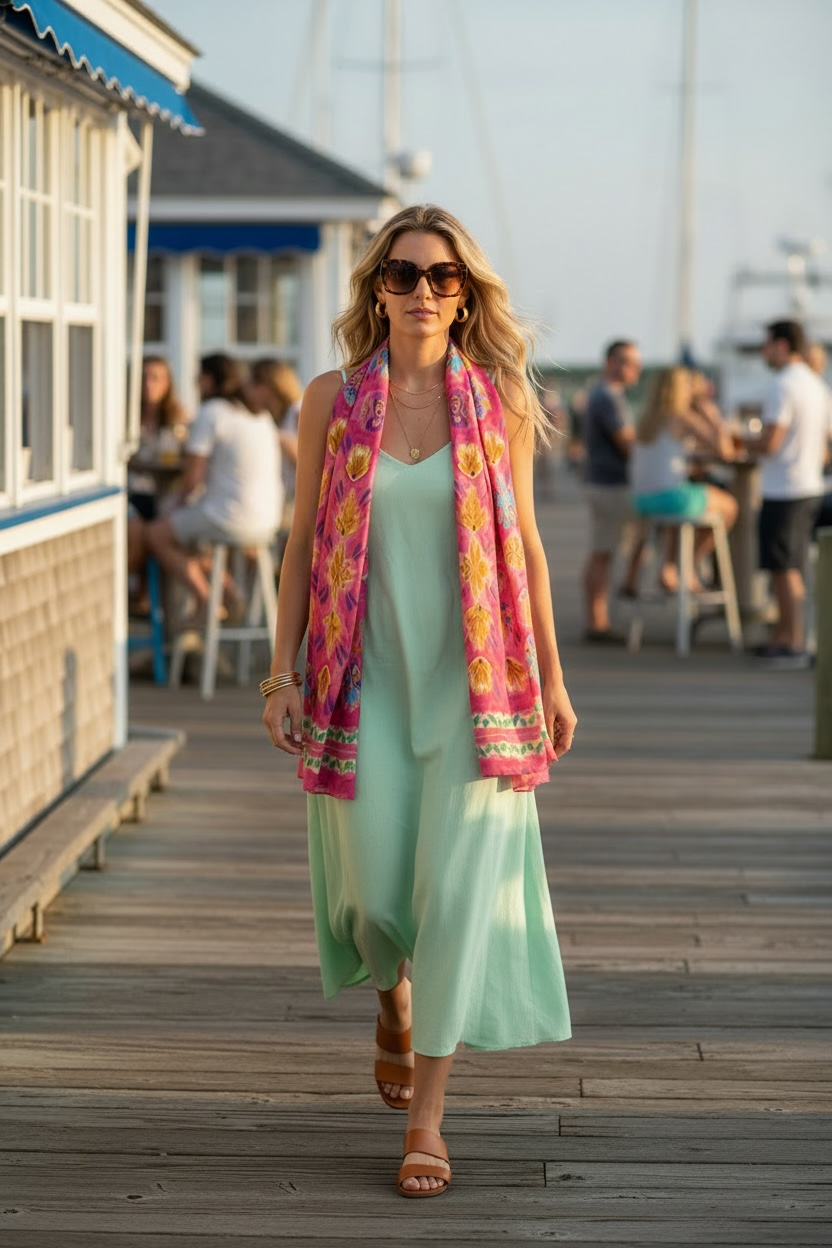Pink Botanique Silk Long Scarf