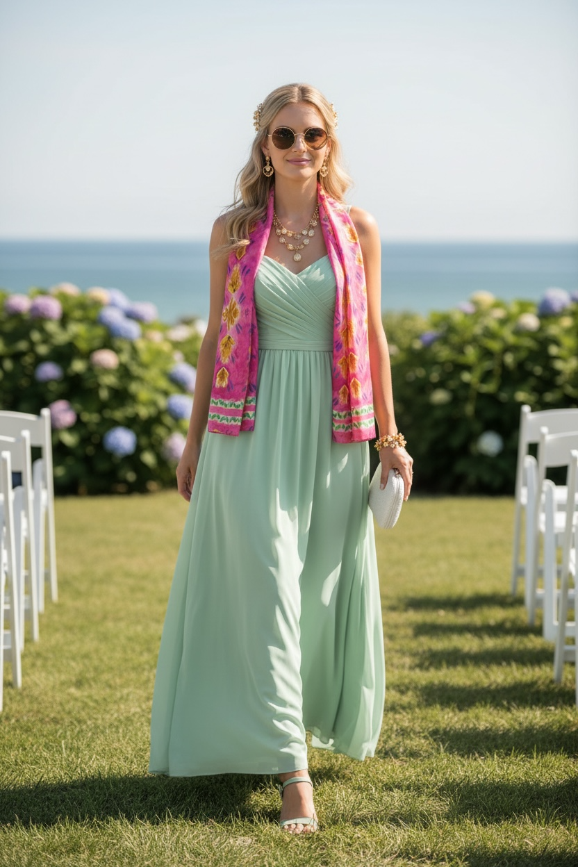 Pink Botanique Silk Long Scarf