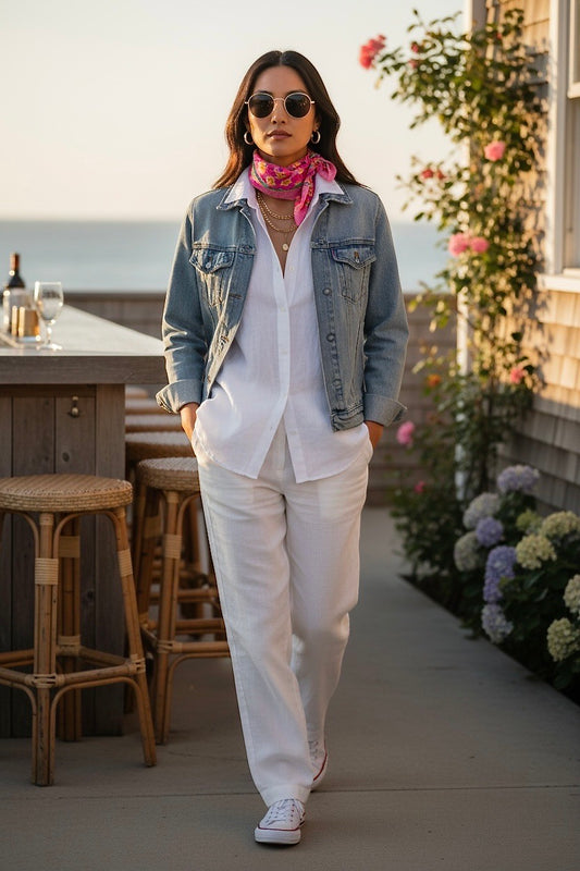 Pink Botanique with Border Silk Square Scarf