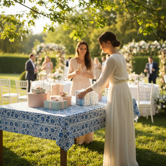 Blue Pomegranate 60 x 60 WEDDING Tablecloth