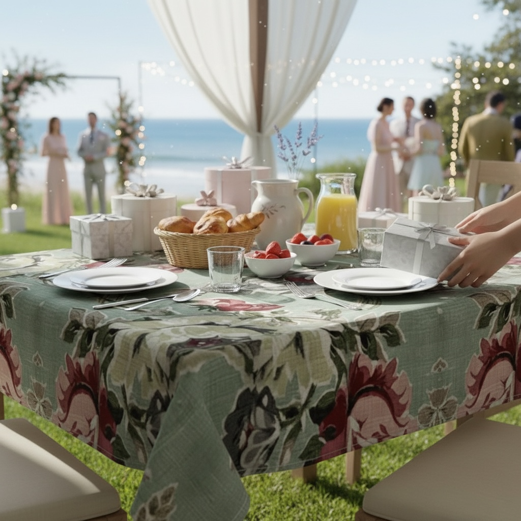 Seafoam Roses 60 x 60 Tablecloth