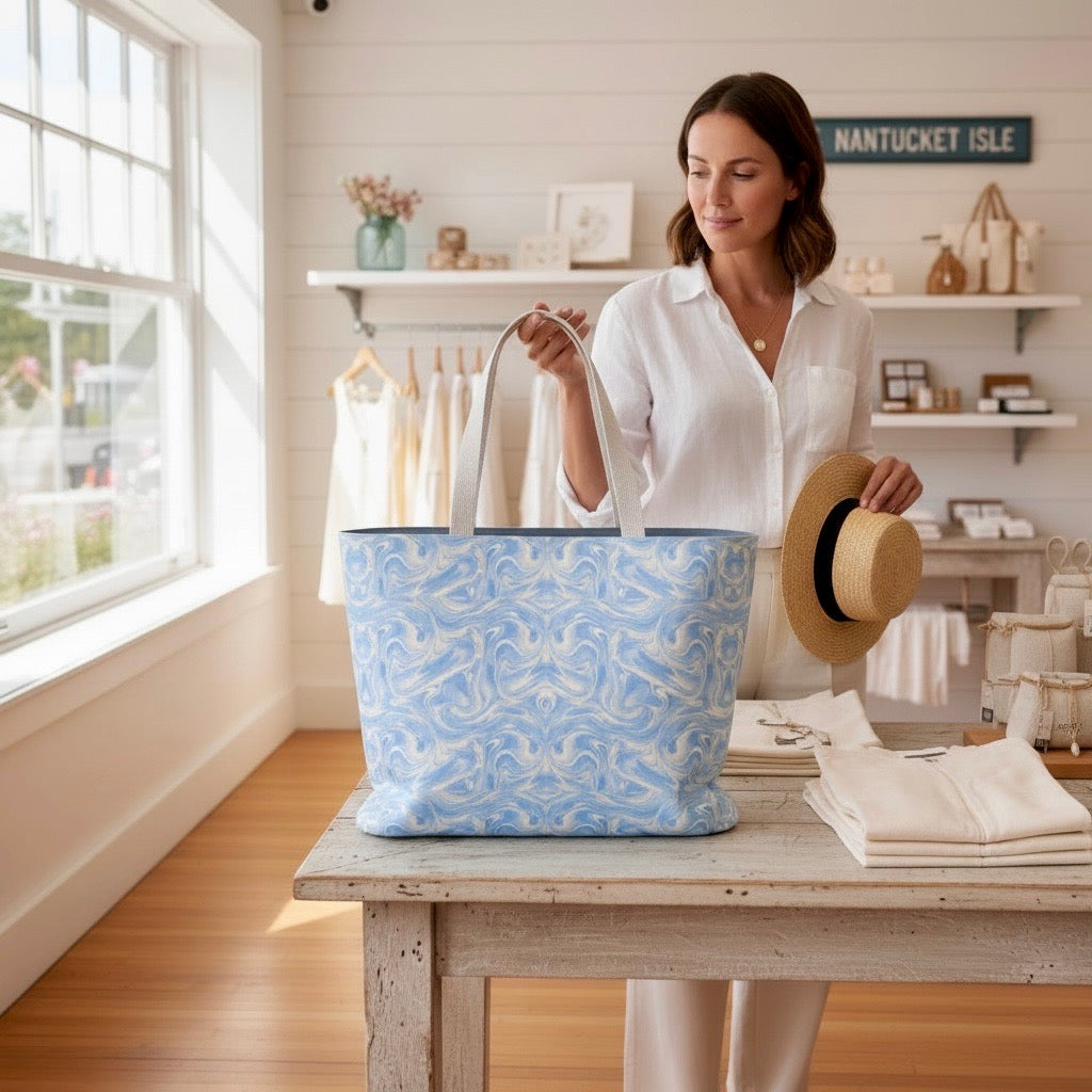 Blue Sky Swirl Canvas Tote Bag
