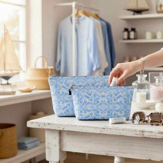 Blue Sky Swirl Makeup Bag