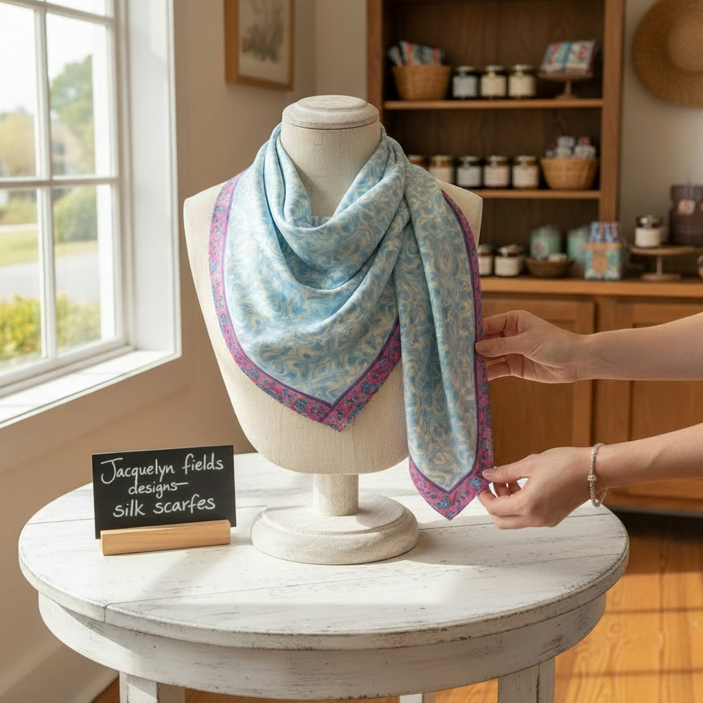 Blue Sky Swirl Silk Square Scarves