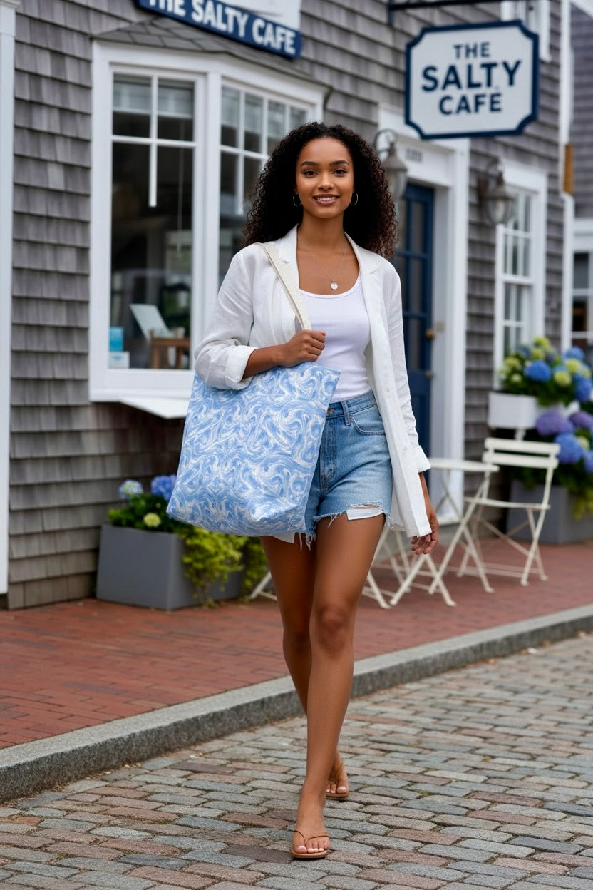 Blue Sky Swirl Canvas Tote Bag