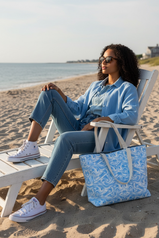 Blue Sky Swirl Canvas Tote Bag