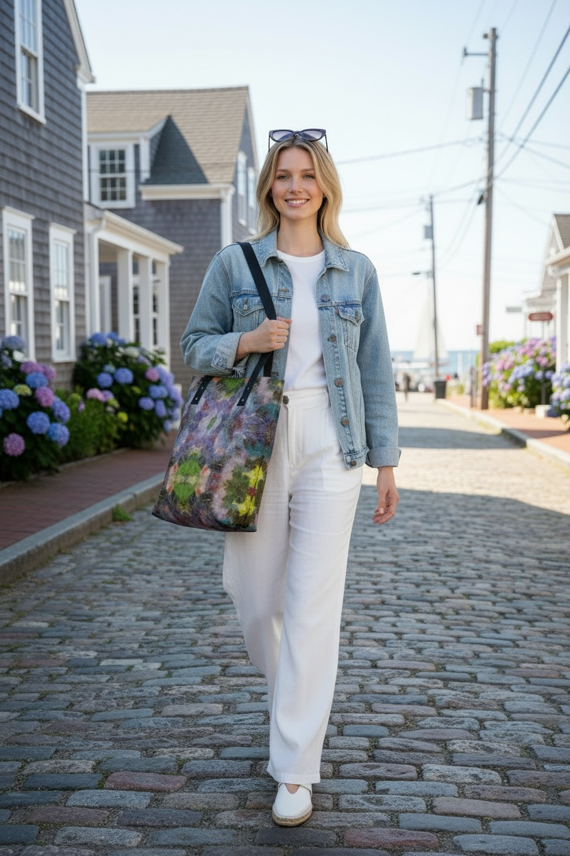 Lilac Waterlilies Market Tote Bag
