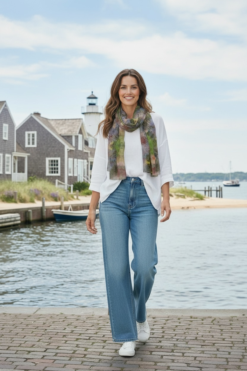 Lilac Waterlilies Silk Long Scarf