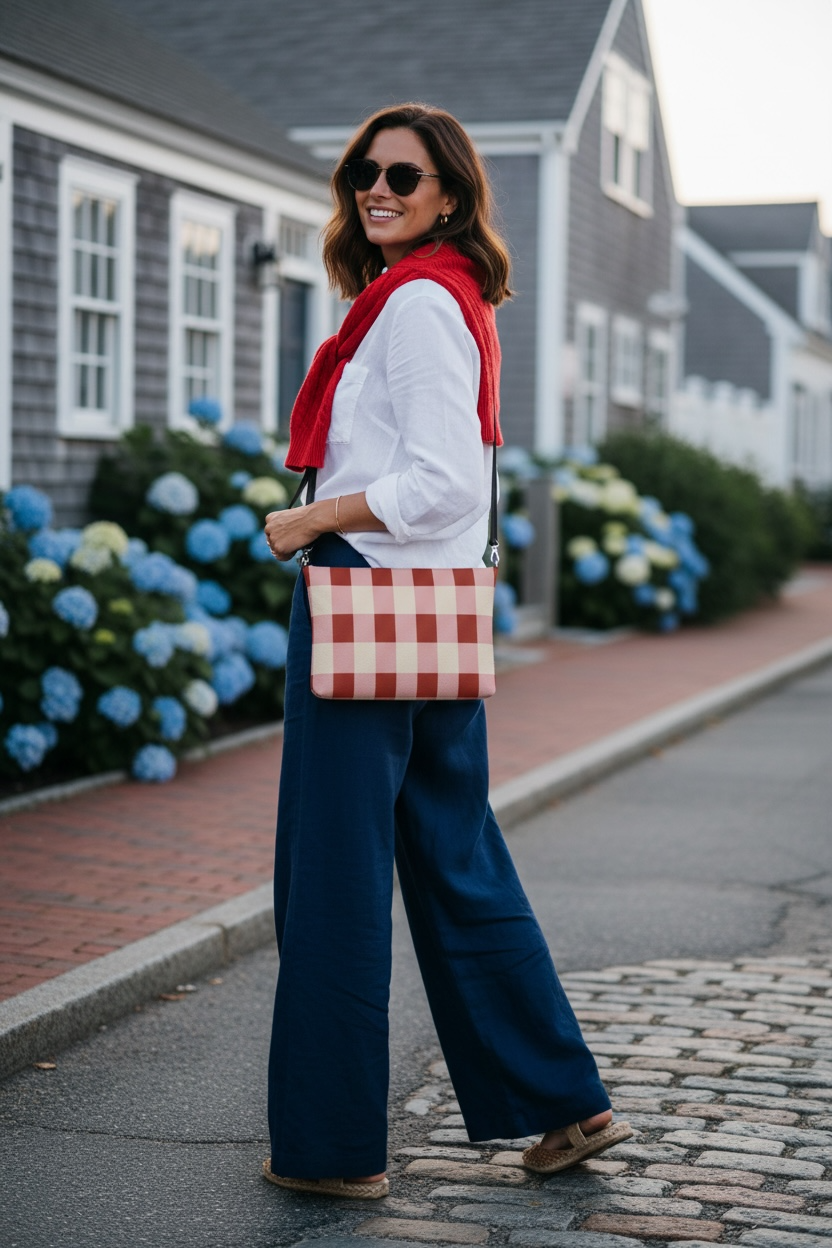 Red Gingham Vegan Leather Crossbody Purse