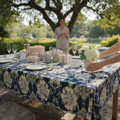 Blue Fleur Damask 60 x 90 Tablecloth