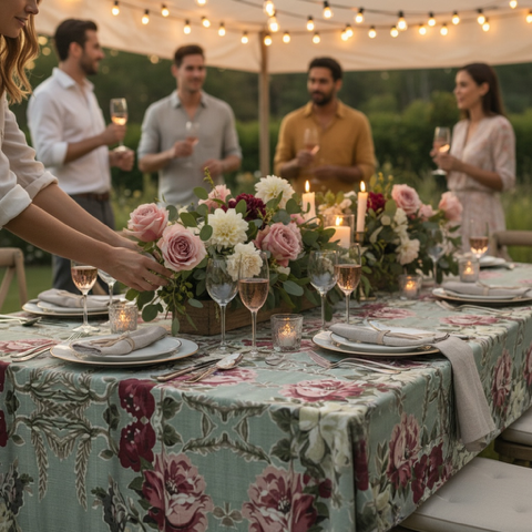 Seafoam Roses 60 x 90 Tablecloth
