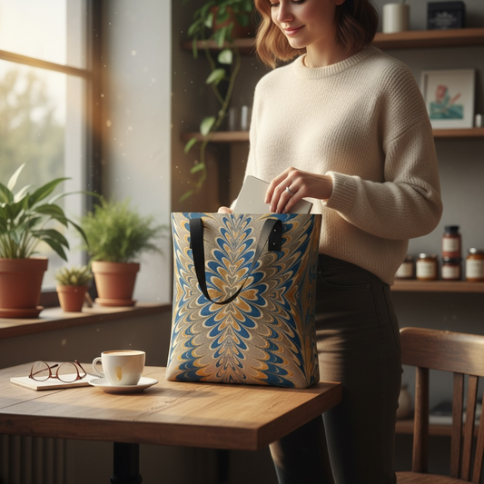 Prussian Blue Swirl Market Tote