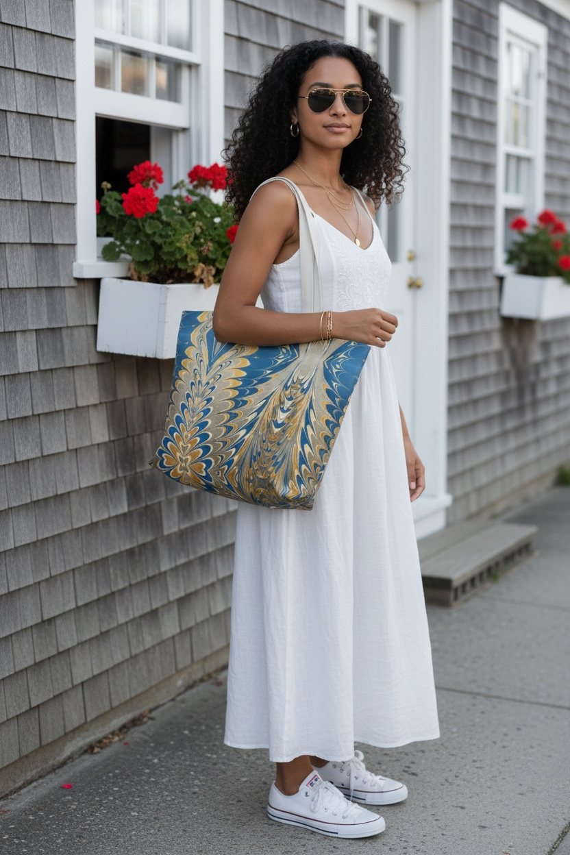 Prussian Blue Swirl Canvas Tote Bag