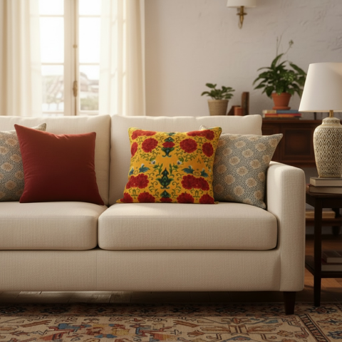 Marquesa Floral Golden 18 x 18 Pillow Cover