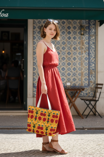 Marquesa Floral Golden Canvas Tote Bag