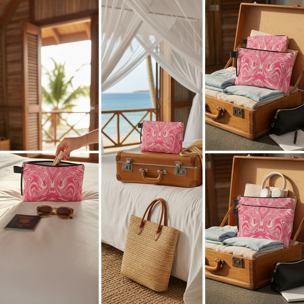 Pink Swirl Zipper Carry-all Bag