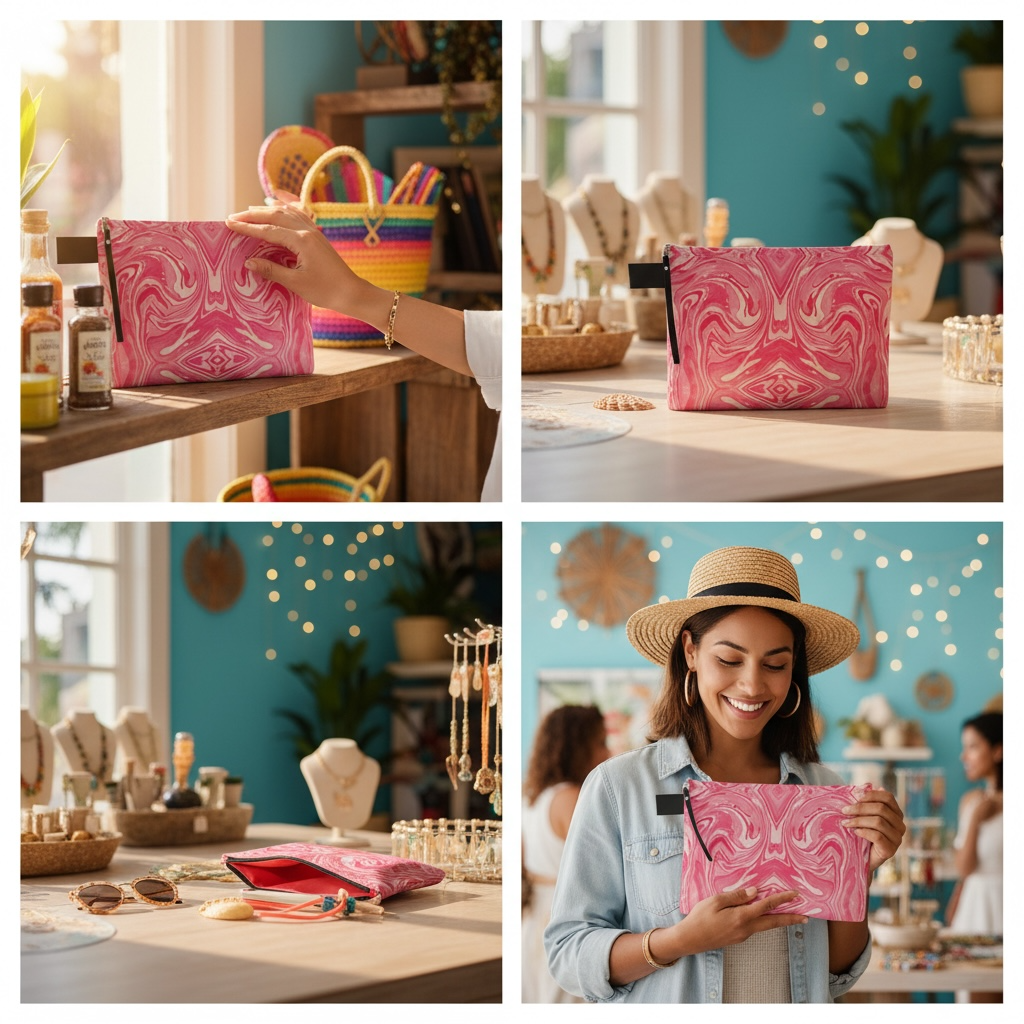 Pink Swirl Zipper Carry-all Bag