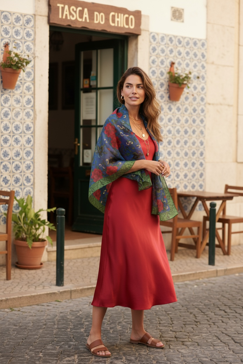 Marquesa Floral Sapphire Silk Square Scarf