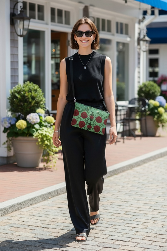 Marquesa Floral Mint Vegan Leather Crossbody Purse
