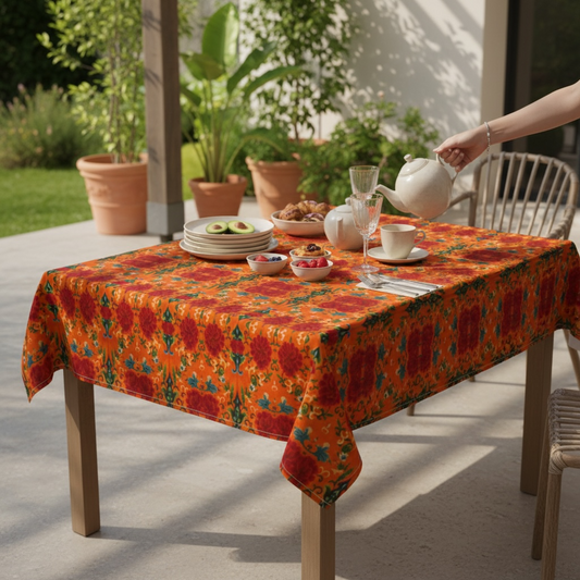 Marquesa Floral Tangerine 60 x 60 Tablecloth