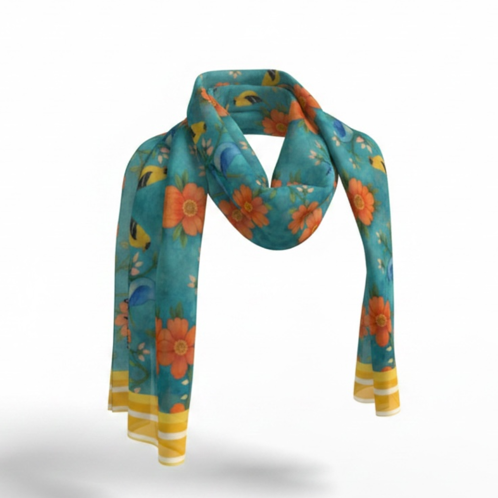 Island Songbird Garden Silk Long Scarf