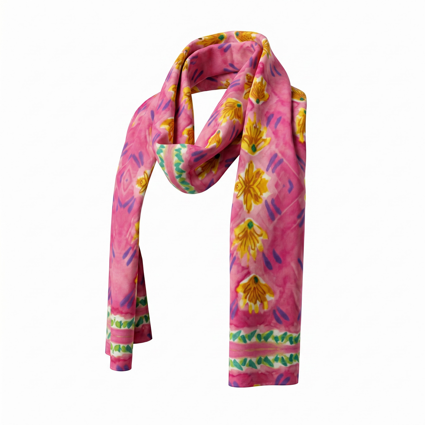 Pink Botanique Silk Long Scarf