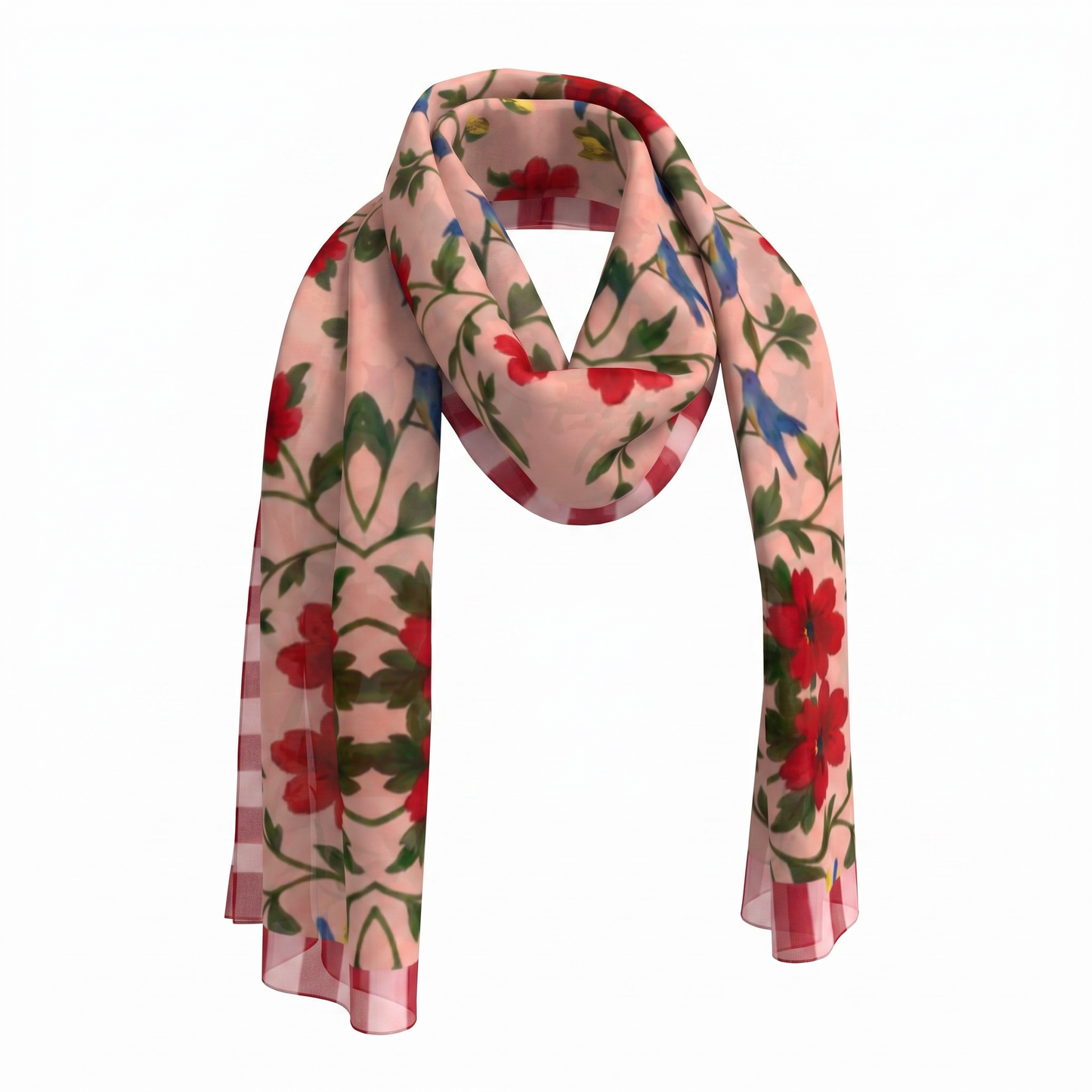 Songbird Bloom Pink Silk Long Scarf