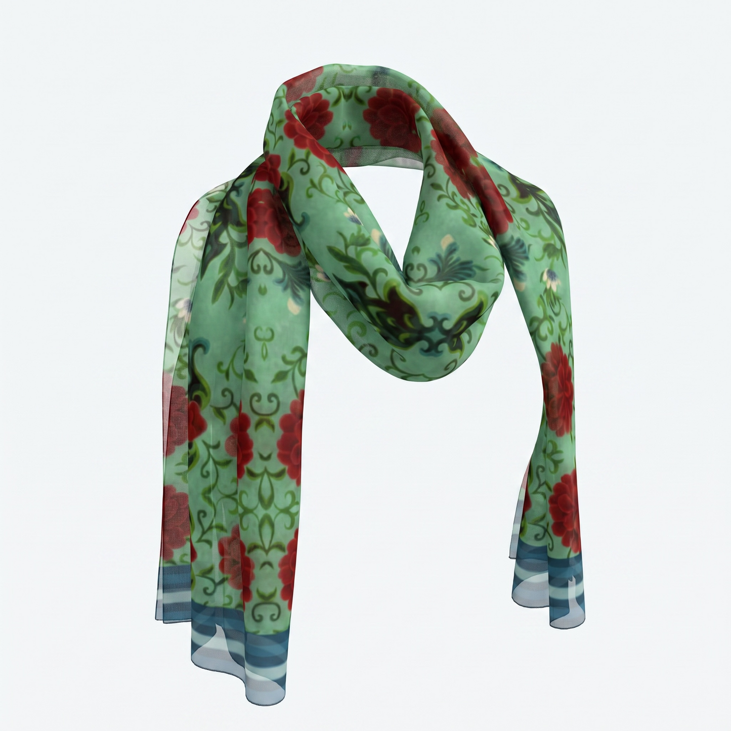 Marquesa Floral Mint Silk Long Scarf