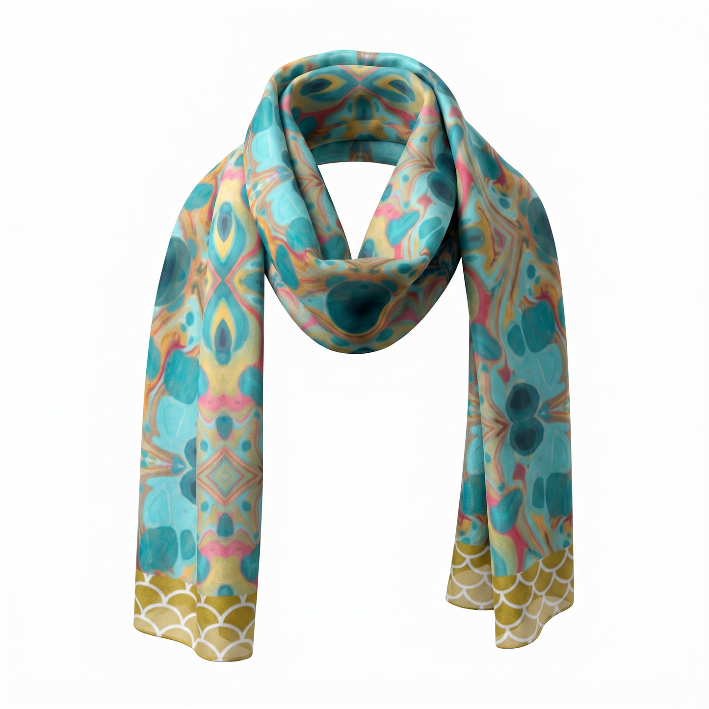Gilded Currents Butterfly Long Silk Scarf