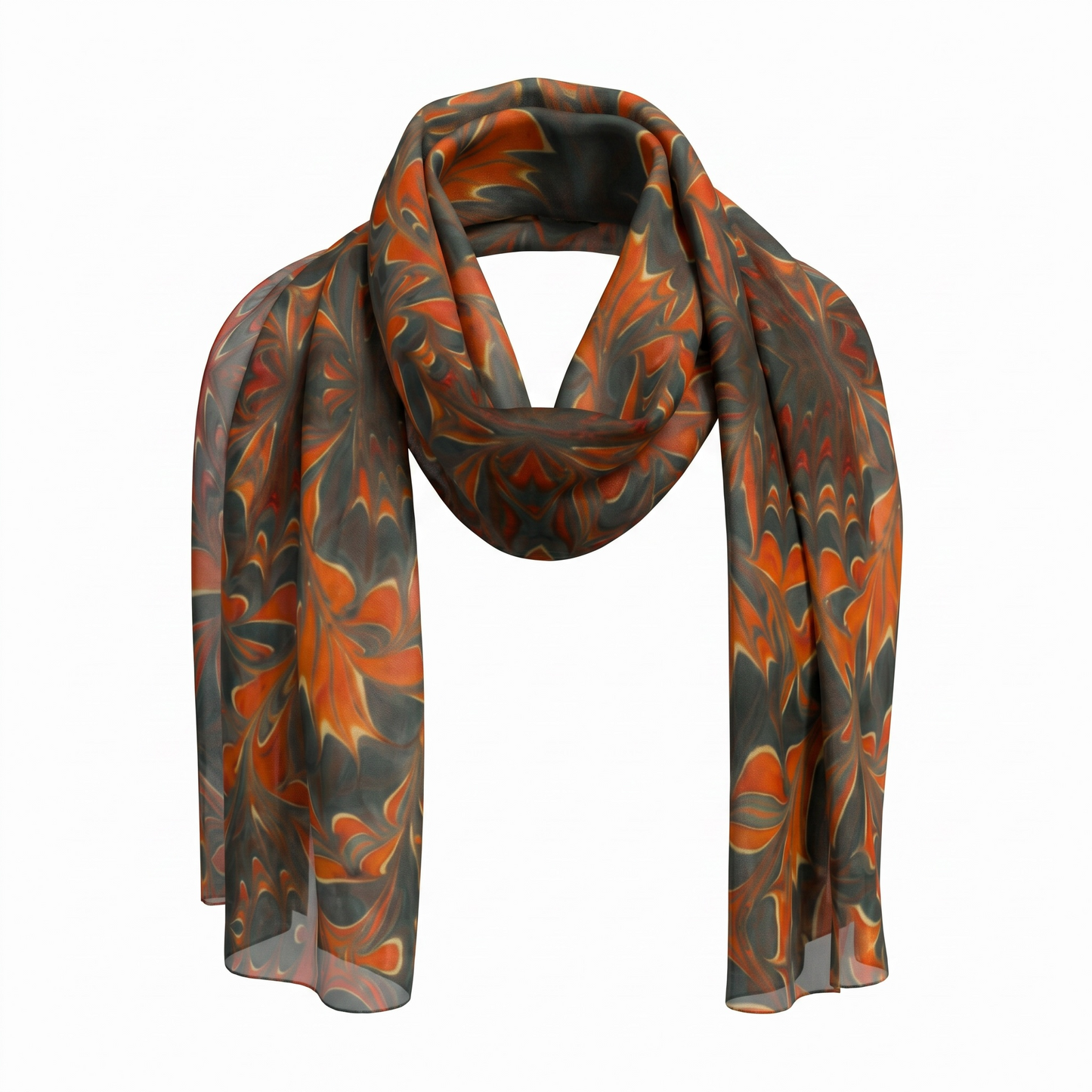 Americana Swirl Silk Long Scarf