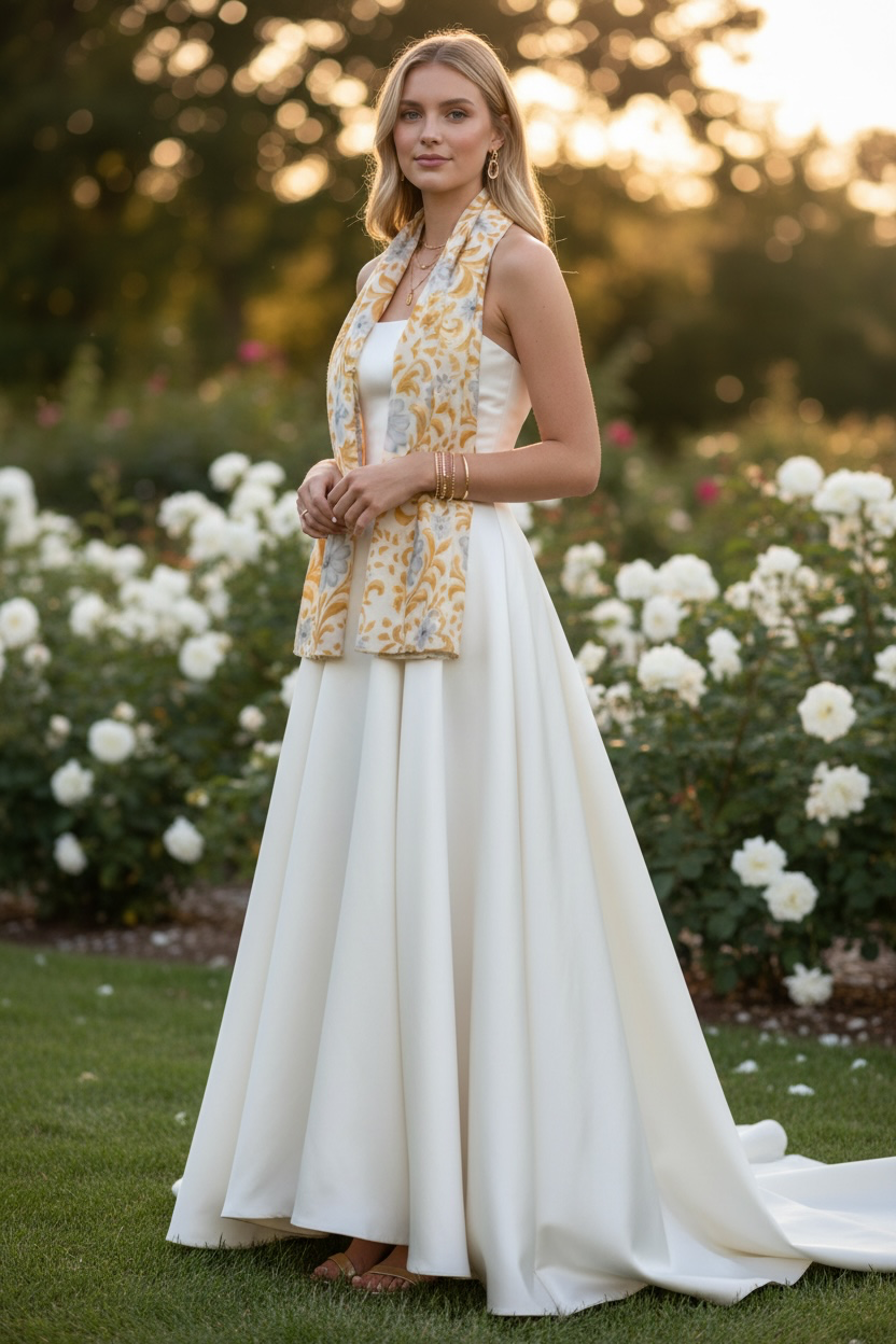 Gilded Garden long Silk Scarf