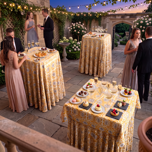 Gilded Garden Damask 60 x 60 WEDDING tablecloth with border
