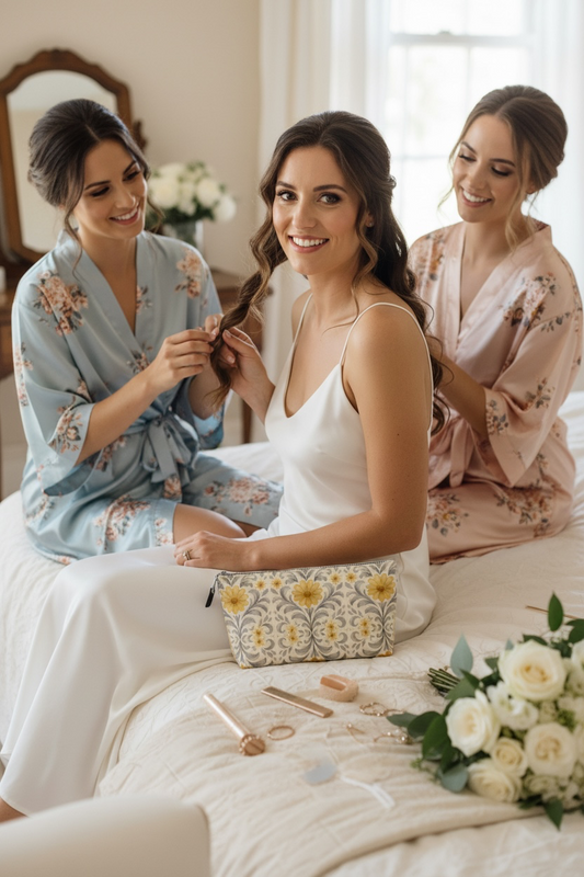 Silver Garden Makeup Bag
