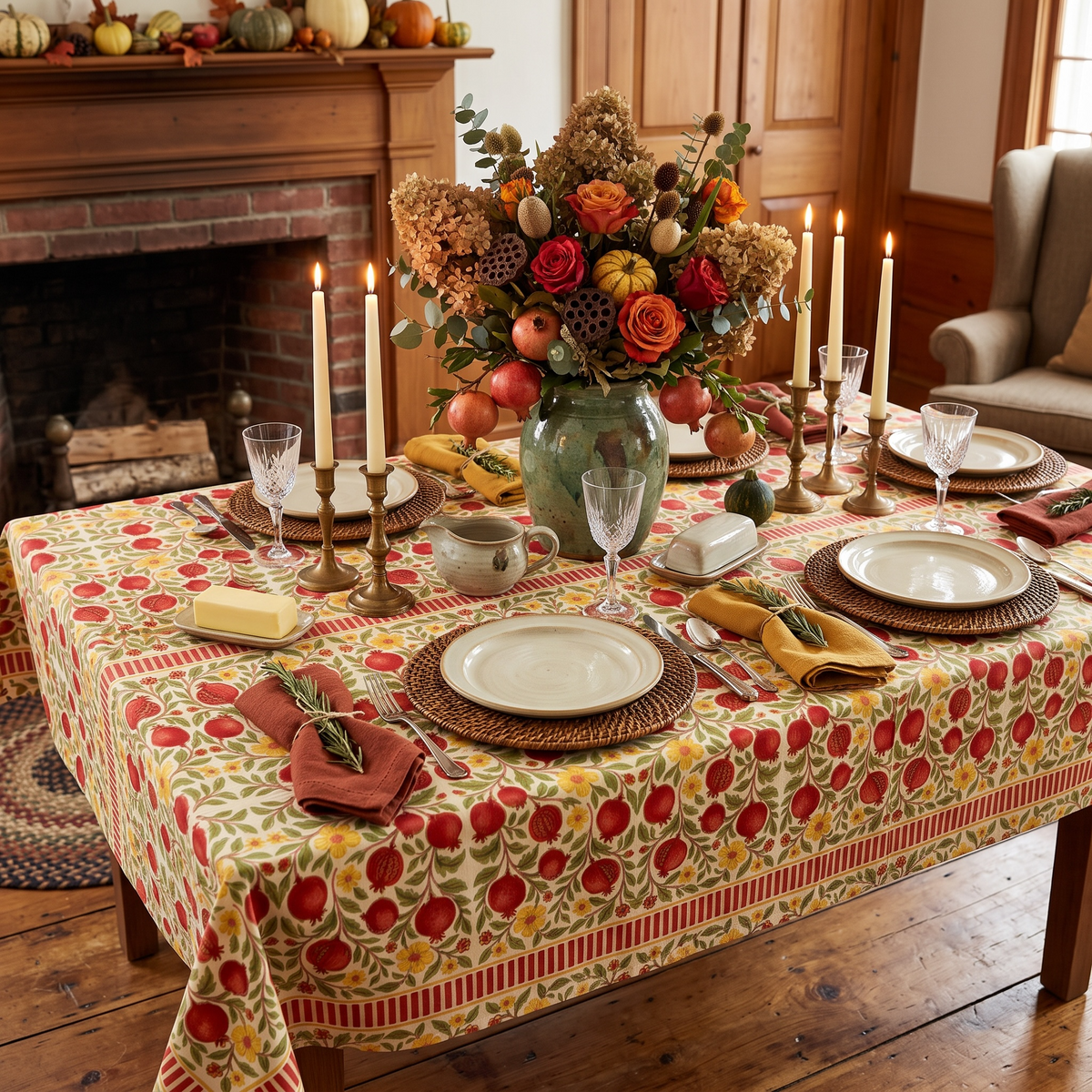 Autumn Pomegranates with Border 60 x 90 Tablecloth
