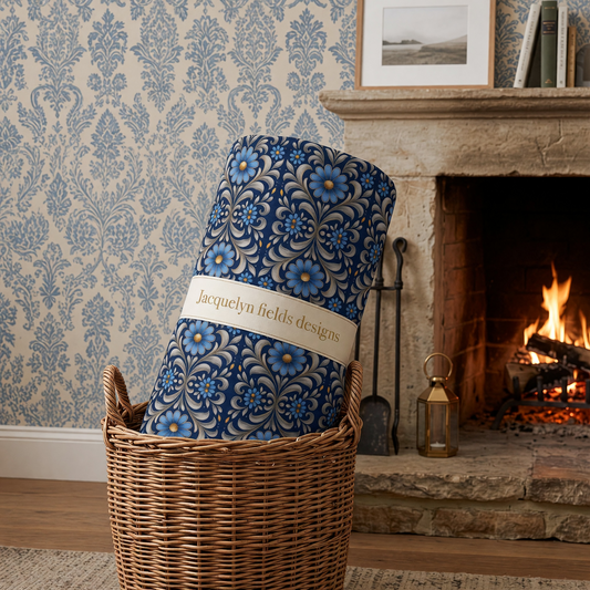 Gilded Navy Azure Bloom blanket