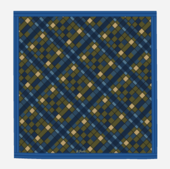 Blue Plaid Silk Square Scarf
