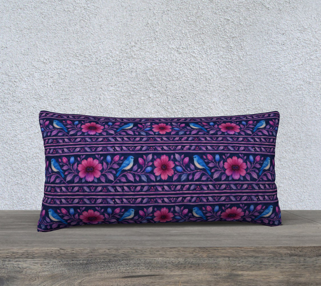 songbird bloom plum banded 24 x 12 pillow