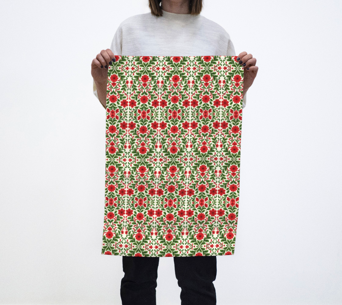 French Country Noel tea towel