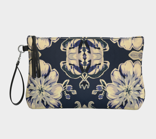 Blue Fleur Vegan Leather clutch