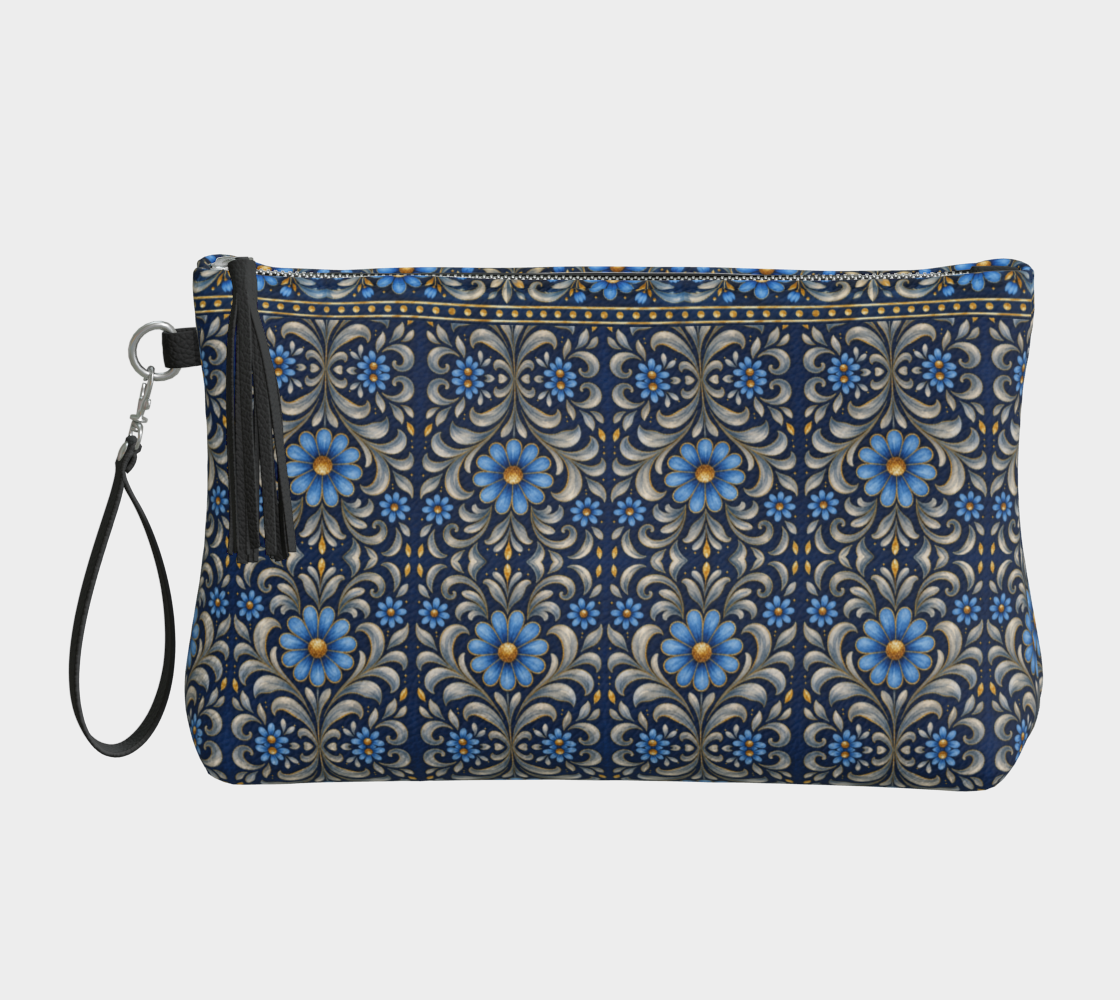 Gilded Navy Azure Bloom clutch bag