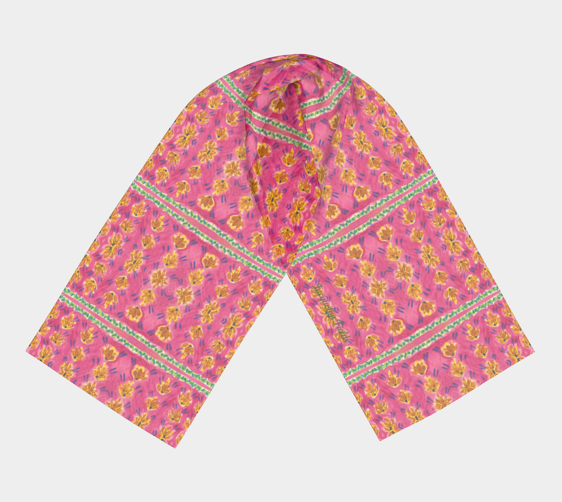 Pink Botanique Silk Long Scarf