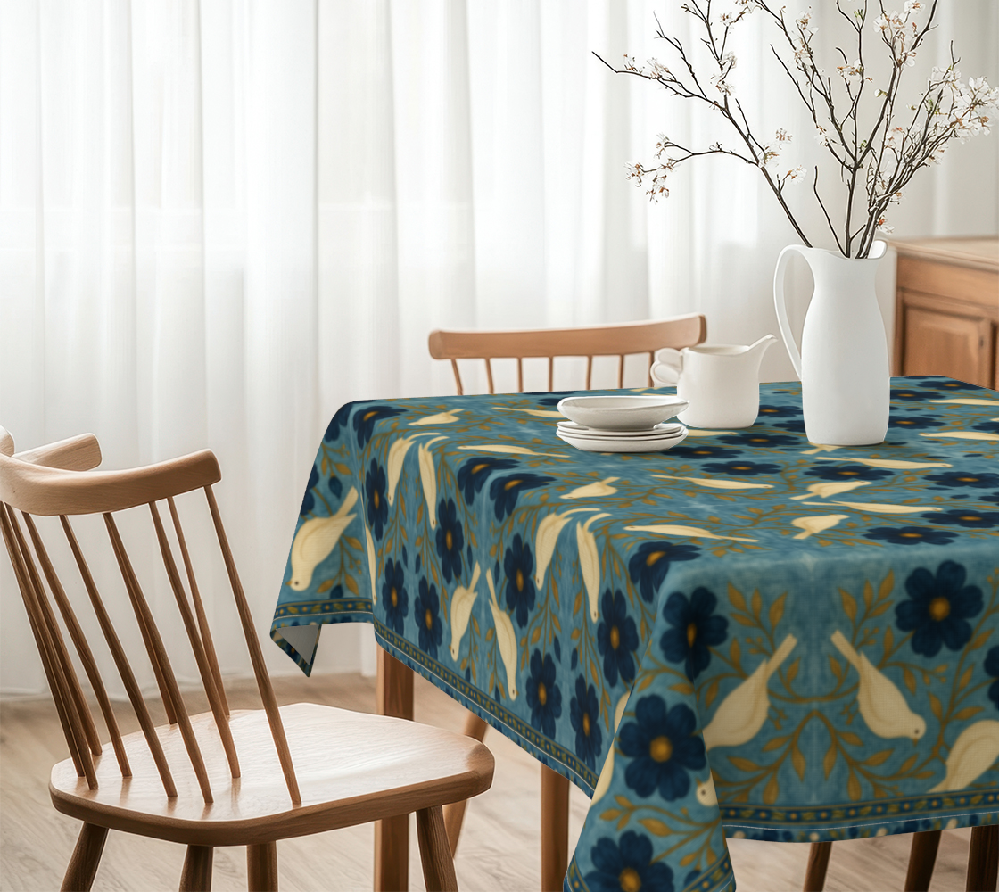 Doves of Peace banded 60 x 60 tablecloth