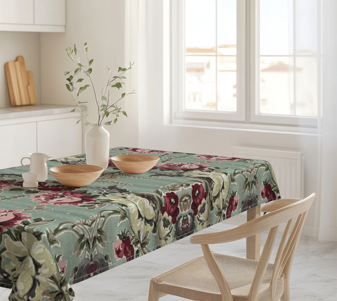 Seafoam Roses 60 x 90 Tablecloth